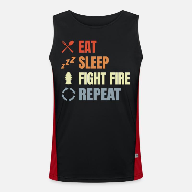 Eat Sleep Fight Fire Repeat - Men's Functional Contrast Tank Top  - black/red