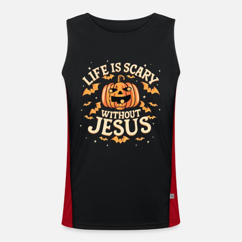 Life is scary without Jesus - Men's Functional Contrast Tank Top  - black/red