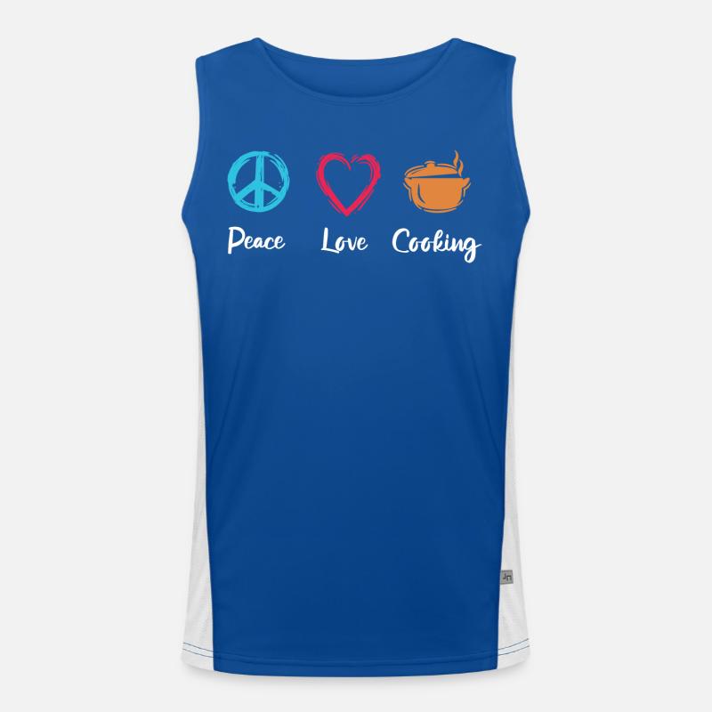 Peace Love Cooking Funktionelles Kontrast-Tank Top für Männer 