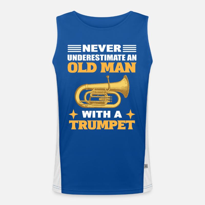 Never Underestimate An Old Man With A Trumpet Men's Functional Contrast Tank Top 