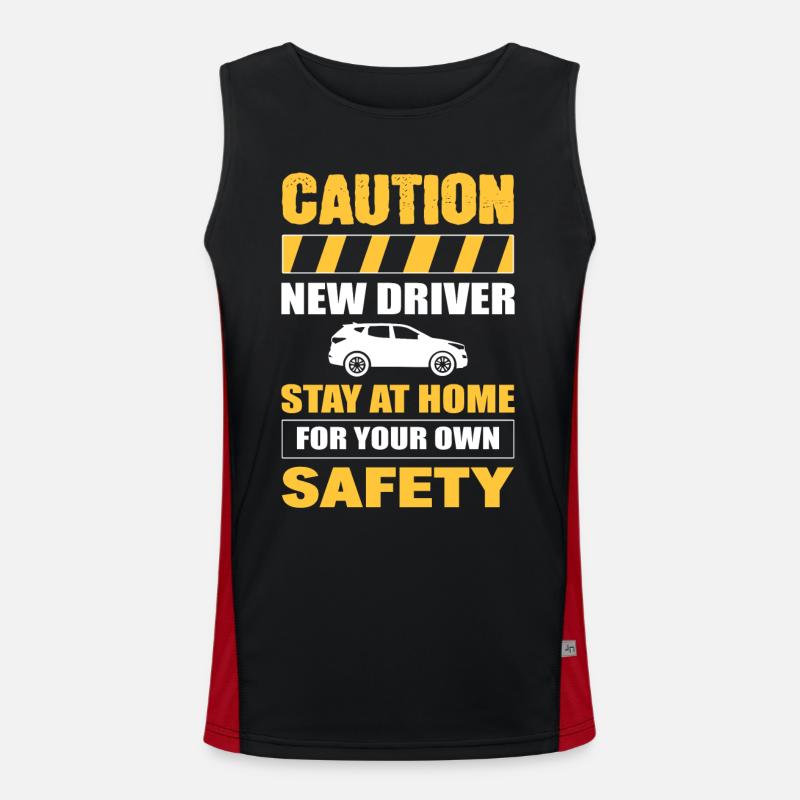 Caution New Driver License First Time Driver Men's Functional Contrast Tank Top 
