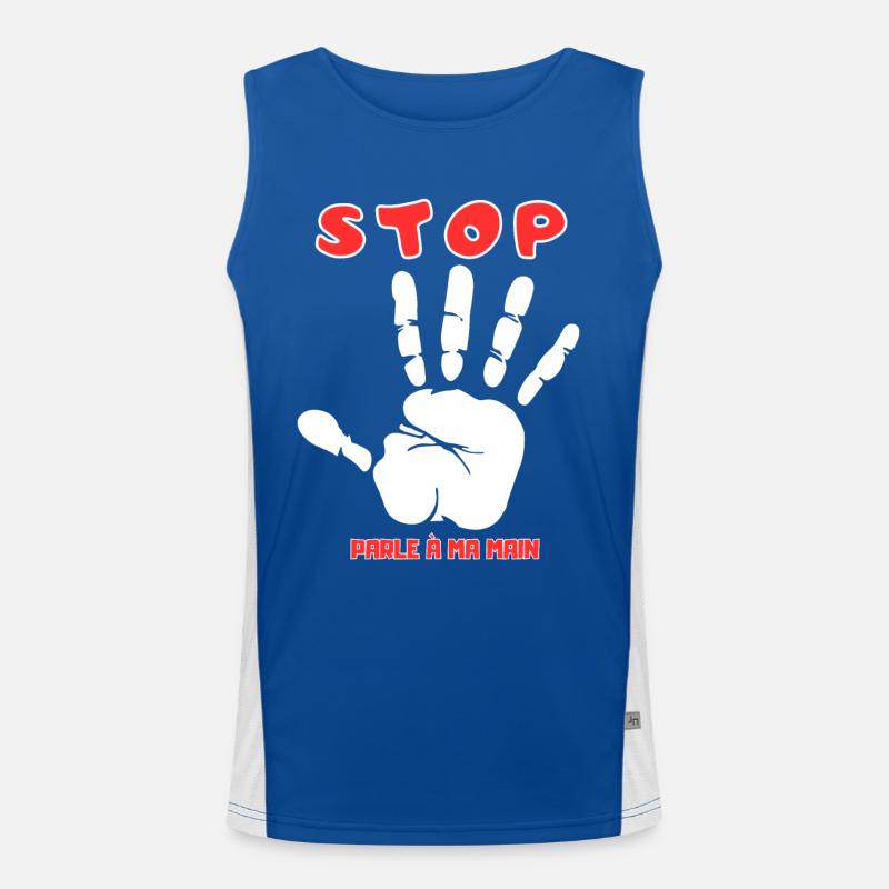 Stop Parle à ma main- Design de main drôle Débardeur respirant contrasté Homme 