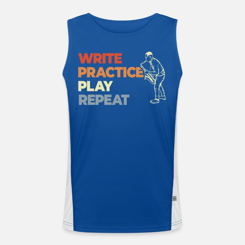 Write Practice Play Repeat Funktionelles Kontrast-Tank Top für Männer 