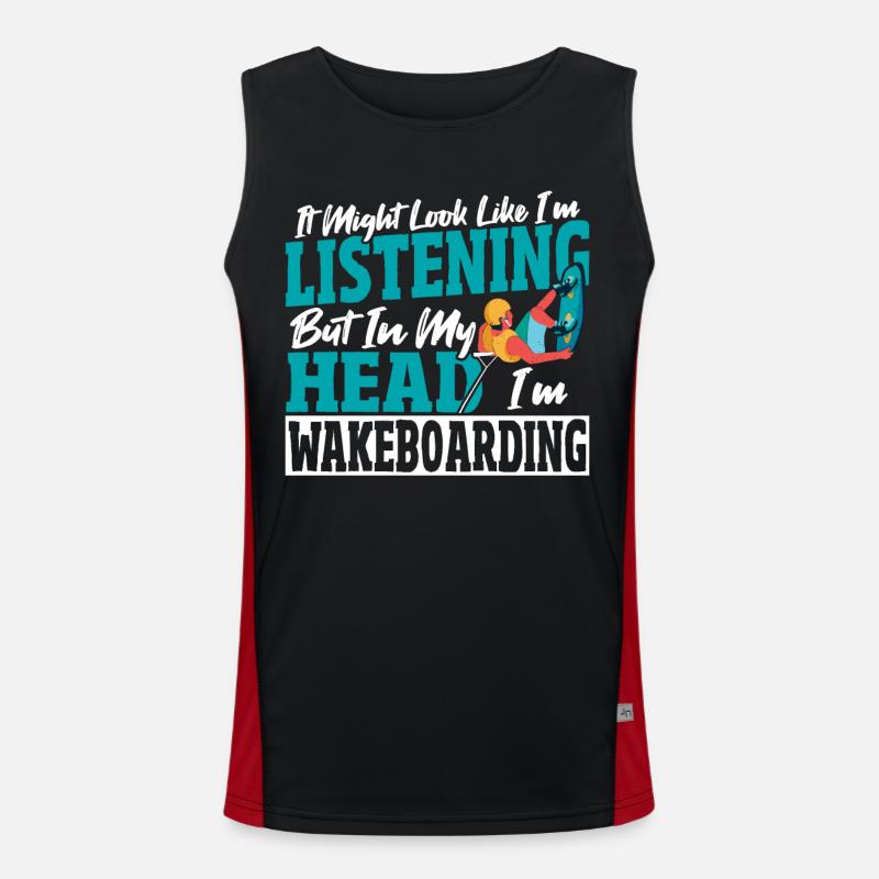 Wakeboarder In My Head I'm Wakeboarding Funktionelles Kontrast-Tank Top für Männer 