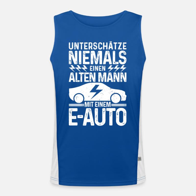 Unterschätze niemals einen Alten Mann mit E-Auto Funktionelles Kontrast-Tank Top für Männer 