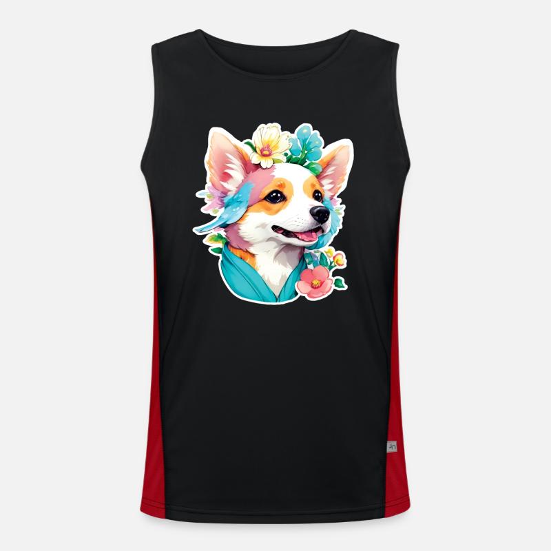 Corgi - Men's Functional Contrast Tank Top  - black/red