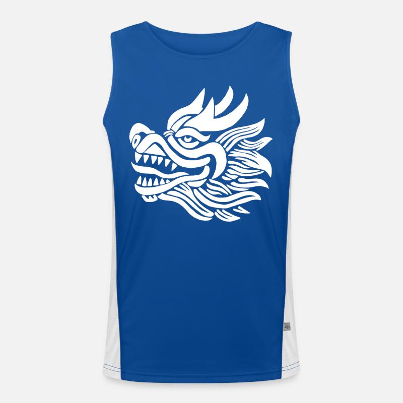 Tête de dragon chinois (blanc) Débardeur respirant contrasté Homme 