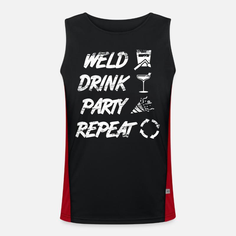 welding, drinking, celebrating, repeating - Men's Functional Contrast Tank Top - black/red