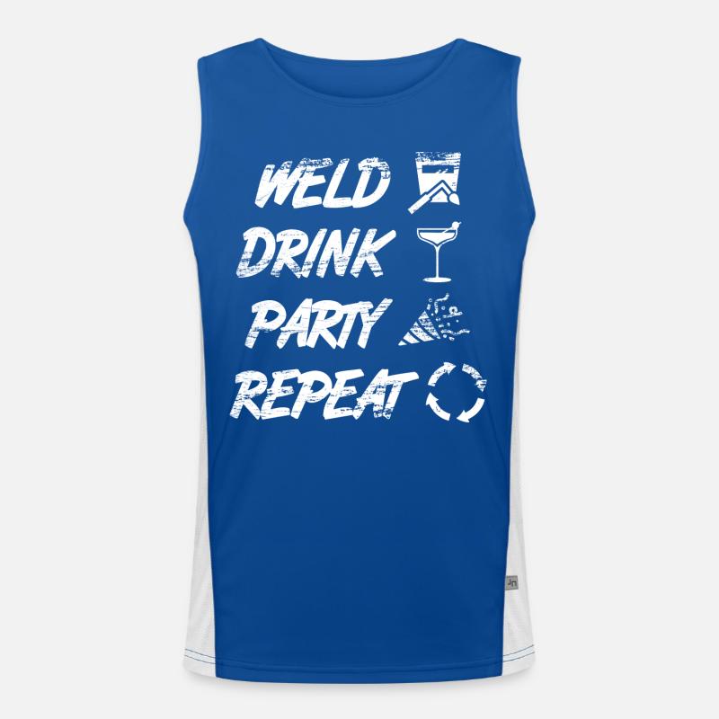 welding, drinking, celebrating, repeating Men's Functional Contrast Tank Top 