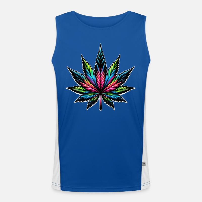 Cannabis Neon Psychedelic Design Men's Functional Contrast Tank Top 