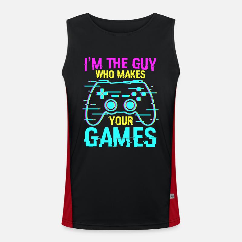 Game Programmer Saying - Men's Functional Contrast Tank Top  - black/red