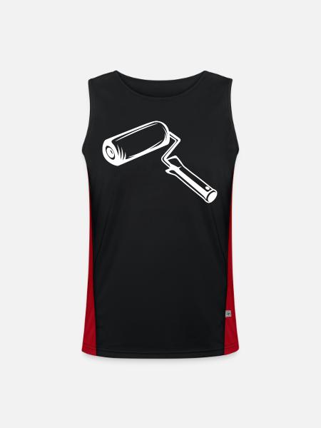 Paint Roller Drawing - Men's Functional Contrast Tank Top - black/red