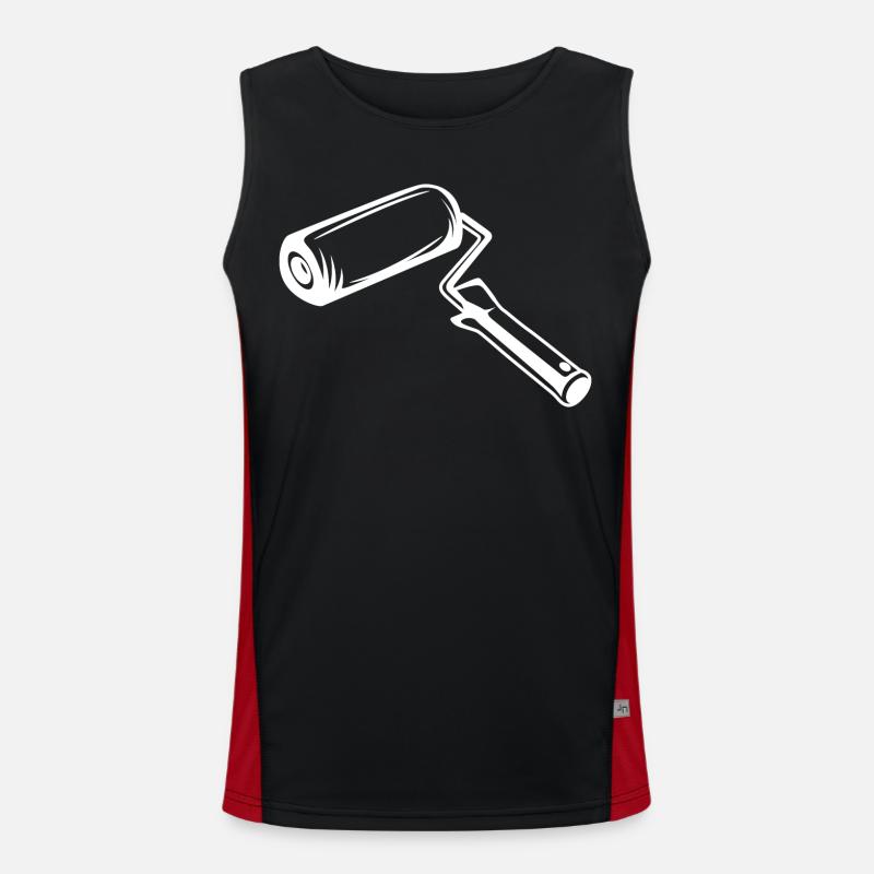 Paint Roller Drawing - Men's Functional Contrast Tank Top  - black/red