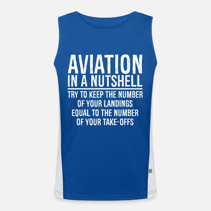 Aviation In A Nutshell Funny Men's Functional Contrast Tank Top 