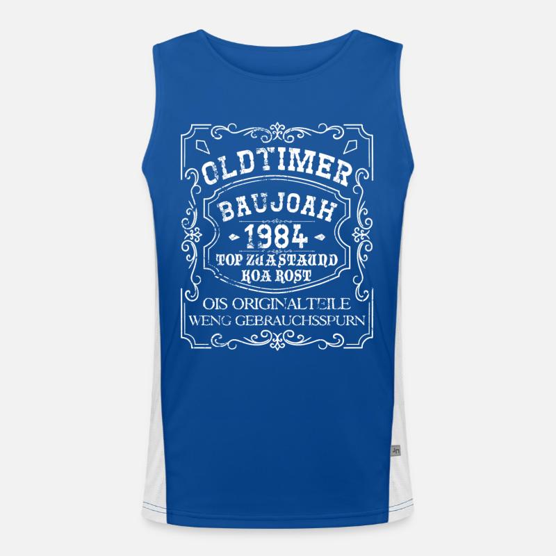Oldtimer Baujoah 1984 - Baujahr 1984, Geburtstag Funktionelles Kontrast-Tank Top für Männer 