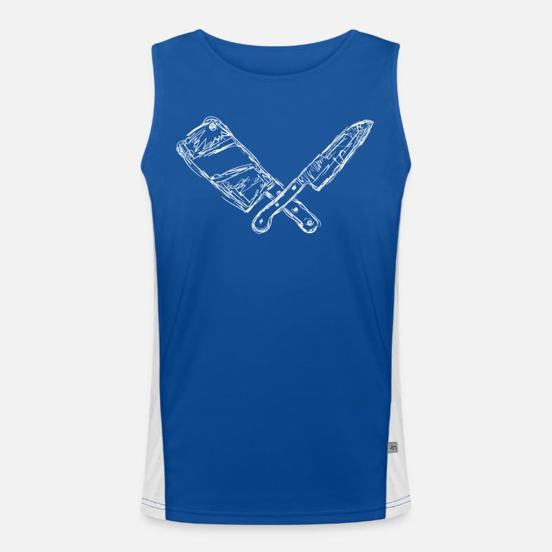 Knife and cleaver sketch Men's Functional Contrast Tank Top 
