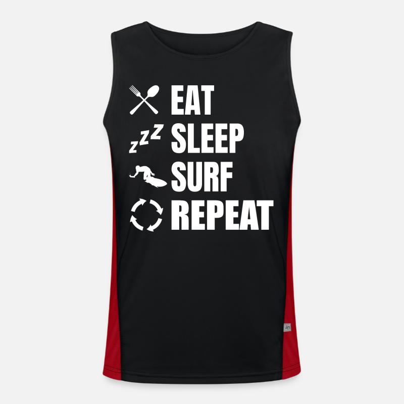 Eat Sleep Surf Repeat - Men's Functional Contrast Tank Top - black/red
