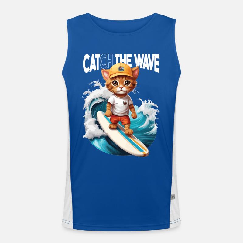 Chat Surfeur Attrape la Vague Débardeur respirant contrasté Homme 