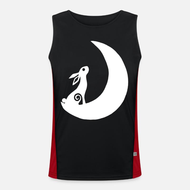 A rabbit on the moon - Men's Functional Contrast Tank Top - black/red
