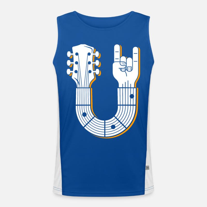 Musical Guitar Hand Sign Illustration Men's Functional Contrast Tank Top 