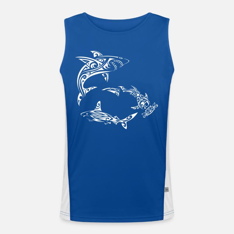 White Polynesian Sharks Men's Functional Contrast Tank Top 