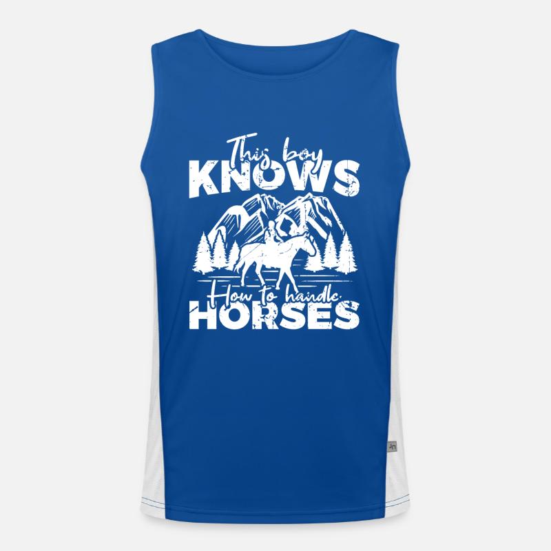 Boy knows how to handle horses Men's Functional Contrast Tank Top 