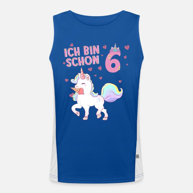 ich bin schon 6 Einhorn Funktionelles Kontrast-Tank Top für Männer 