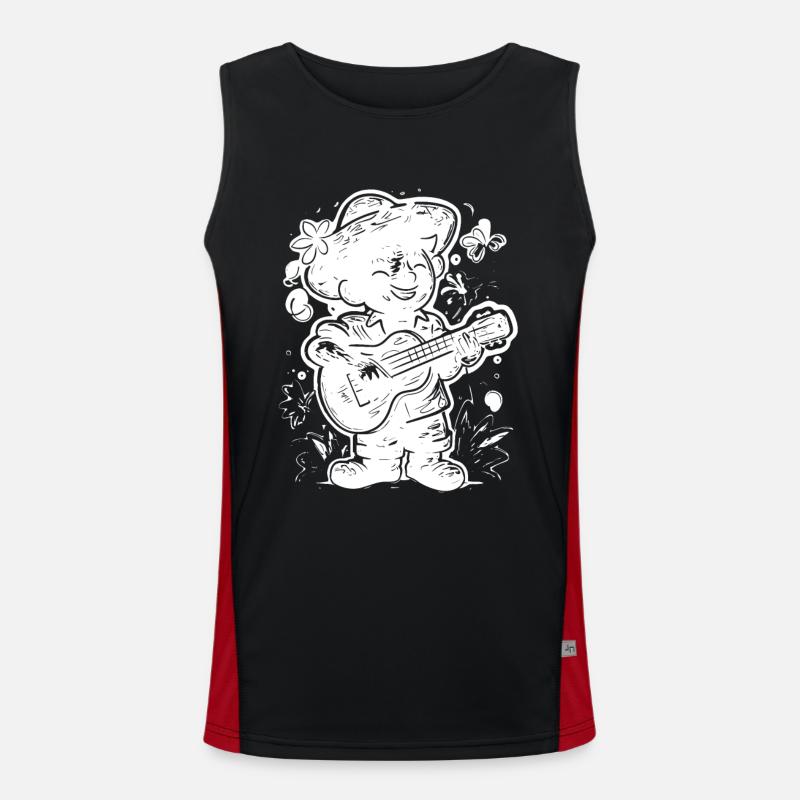 Ukulele Player Graphics - Men's Functional Contrast Tank Top  - black/red