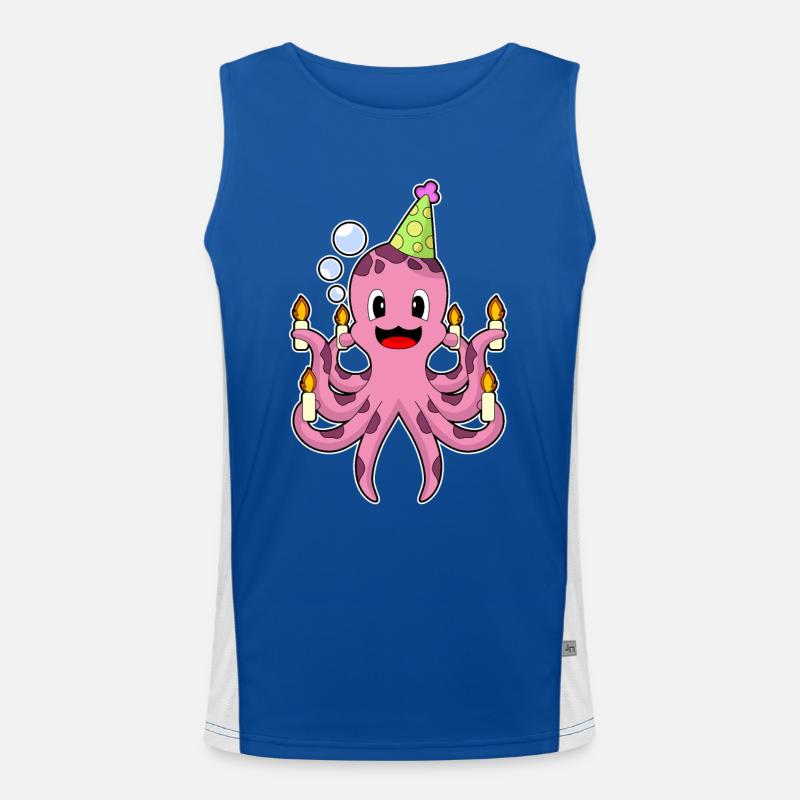 Krake Geburtstag Kerzen Funktionelles Kontrast-Tank Top für Männer 
