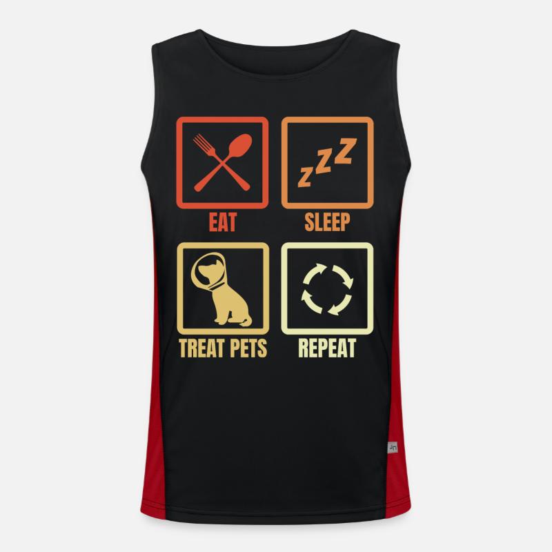 Eating Sleeping Treating Animals Men's Functional Contrast Tank Top 