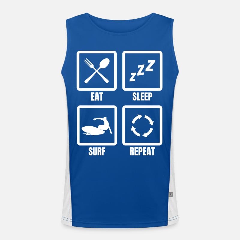 Manger, dormir, surfer, répéter Débardeur respirant contrasté Homme 