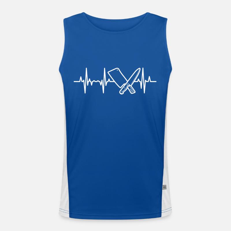Messer Hackbeil Herzschlag Funktionelles Kontrast-Tank Top für Männer 