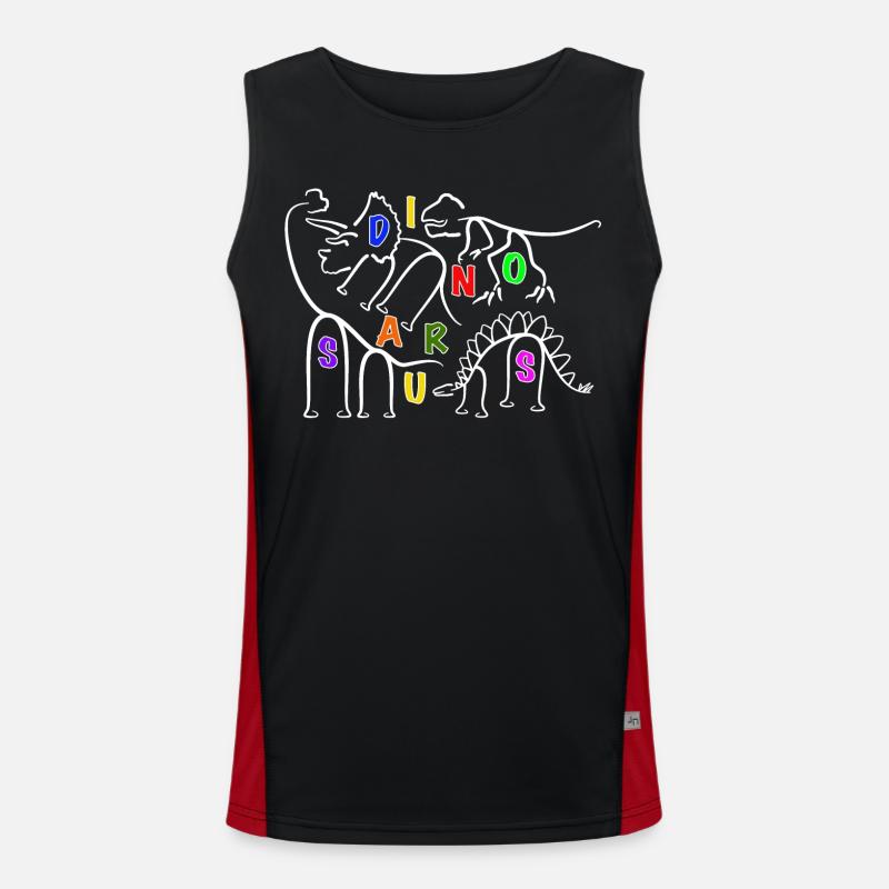 various Dinosaurs Dino line graphics - Men's Functional Contrast Tank Top  - black/red