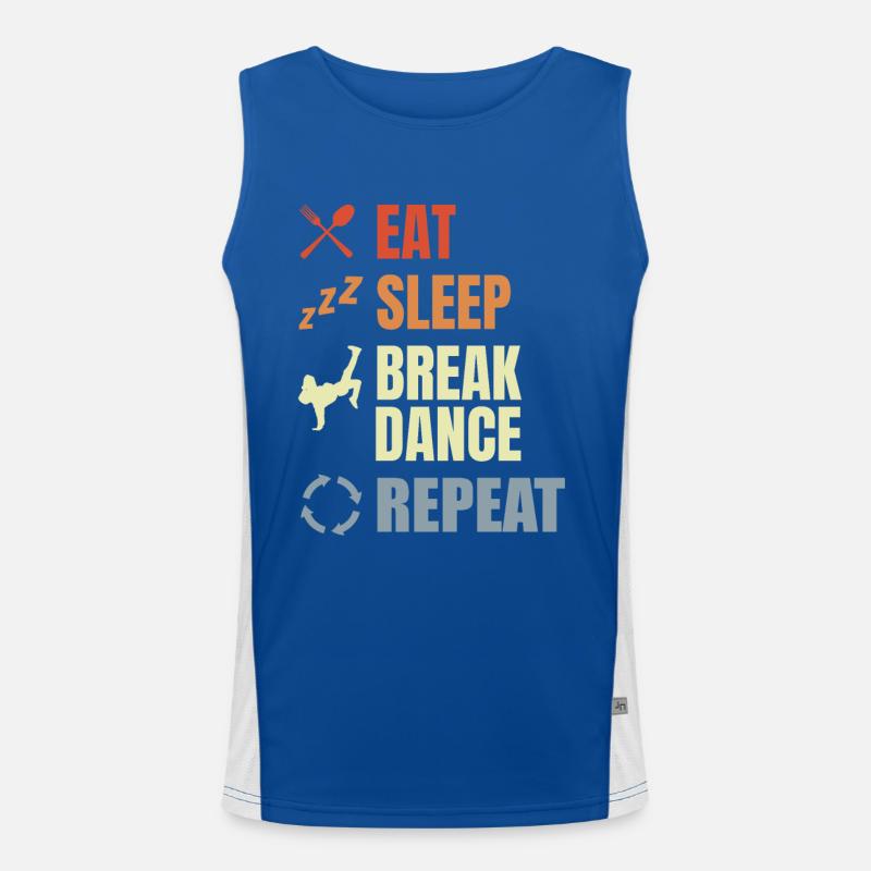 Eat Sleep Break Dance Repeat Funktionelles Kontrast-Tank Top für Männer 