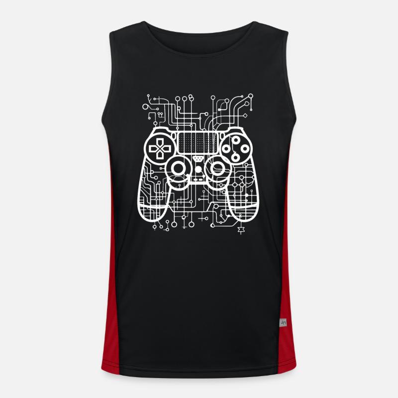 Gaming Controller Drawing - Men's Functional Contrast Tank Top  - black/red