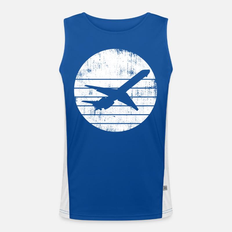 Flugzeug Zeichnung Funktionelles Kontrast-Tank Top für Männer 