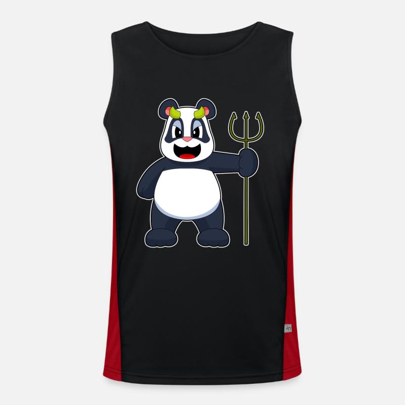Panda Halloween Devil - Men's Functional Contrast Tank Top - black/red