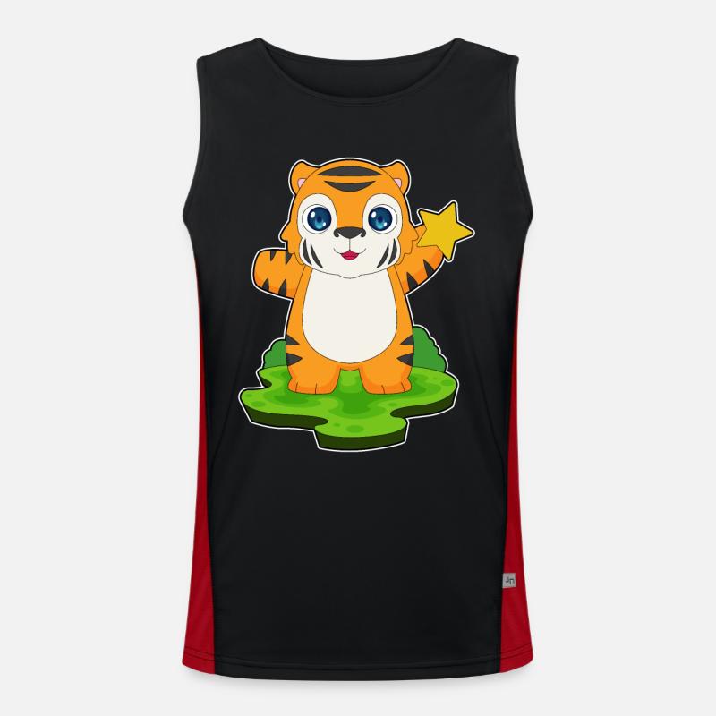 Tiger Star - Men's Functional Contrast Tank Top  - black/red