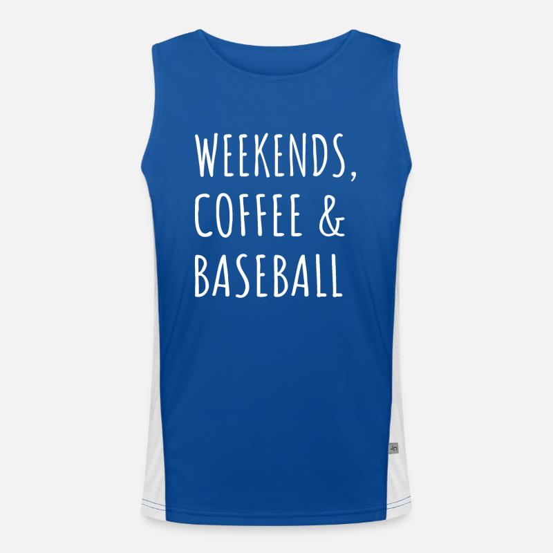 Wochenenden, Kaffee und Baseball I Funktionelles Kontrast-Tank Top für Männer 