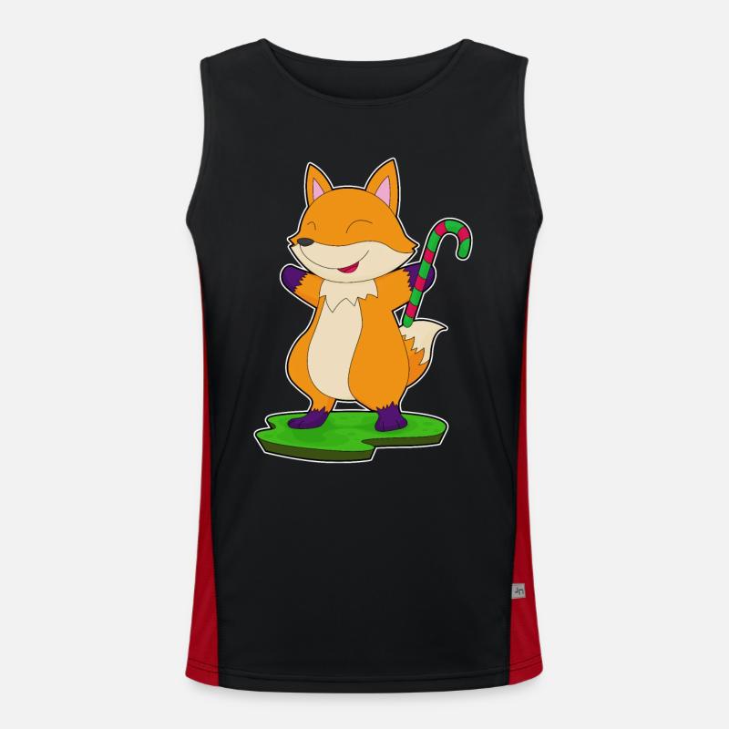Fox candy cane - Men's Functional Contrast Tank Top  - black/red