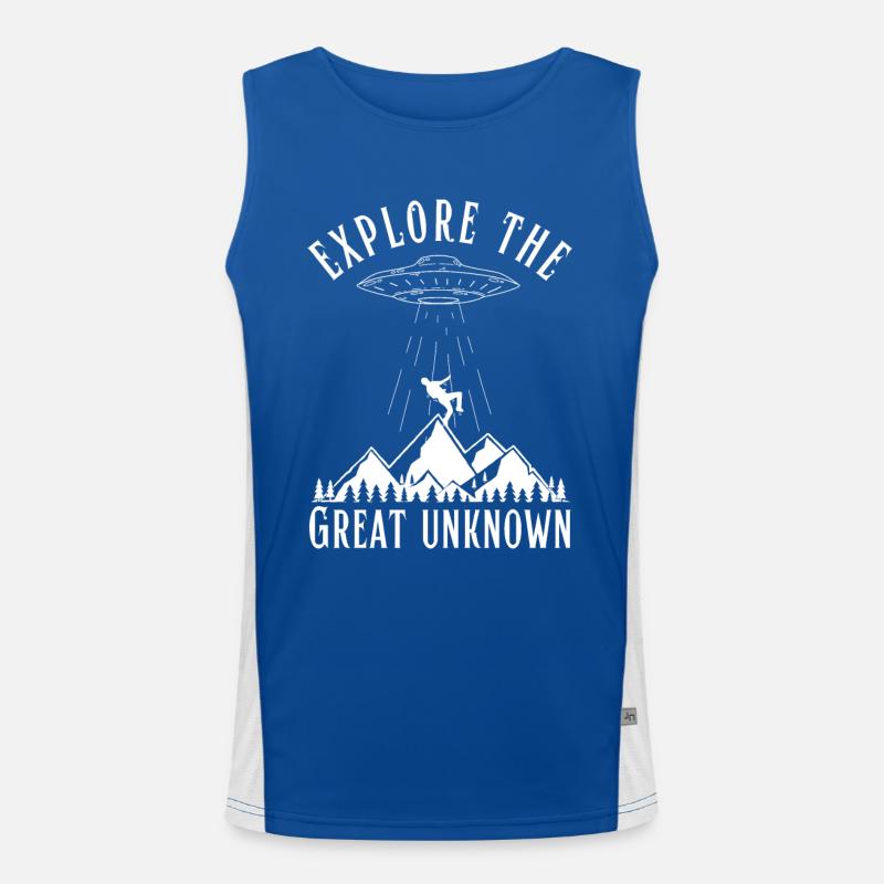 Explore the Great Unknown UFO Aliens Men's Functional Contrast Tank Top 