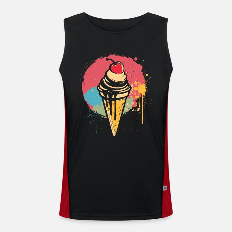 Ice cream cone graffiti - Men's Functional Contrast Tank Top  - black/red