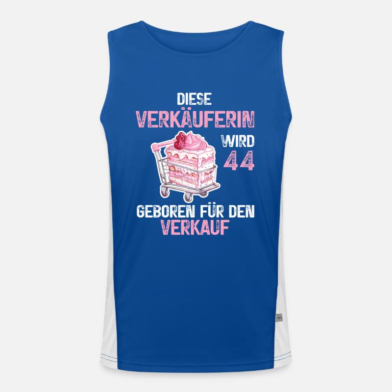 Verkäuferin 44 Geburtstag Verkaufen Beruf Spruch Funktionelles Kontrast-Tank Top für Männer 
