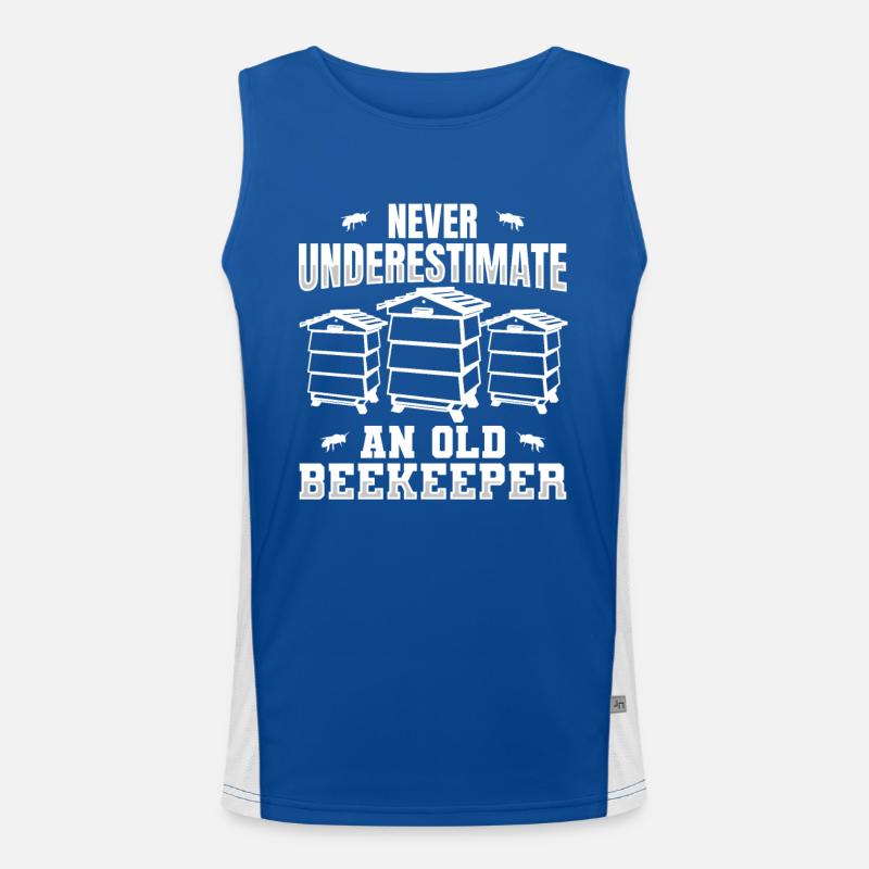Never underestimate an old beekeeper Men's Functional Contrast Tank Top 