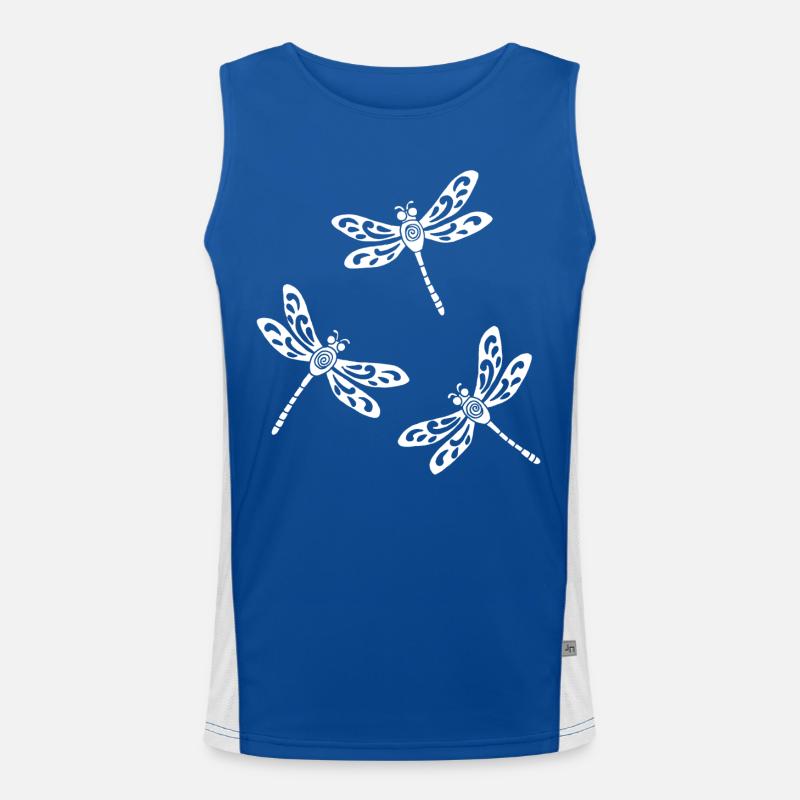 Trio weißer Libellen Funktionelles Kontrast-Tank Top für Männer 