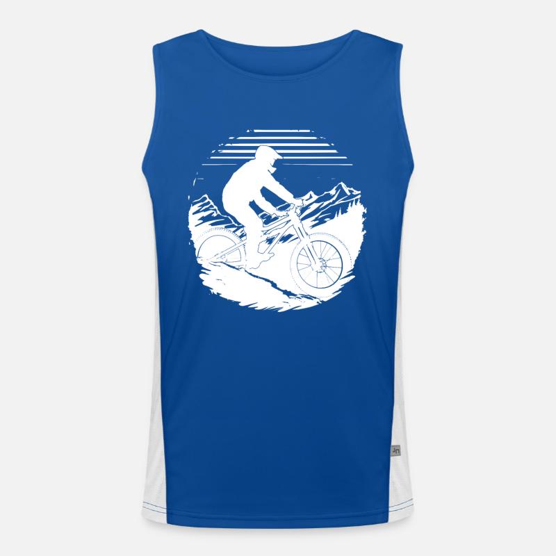 Mountain Biker Drawing Men's Functional Contrast Tank Top 