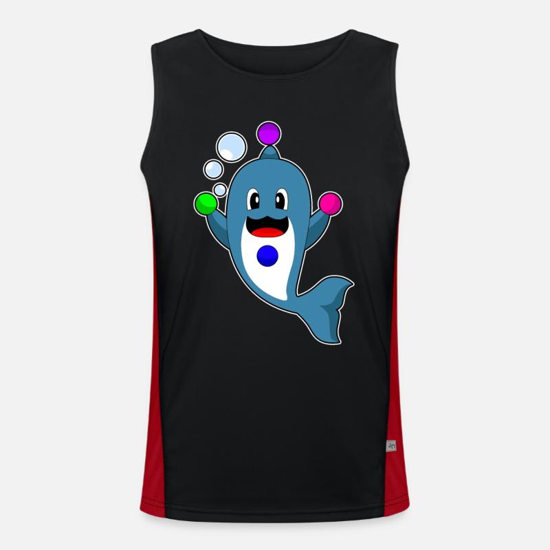 Dolphin juggler juggling - Men's Functional Contrast Tank Top  - black/red