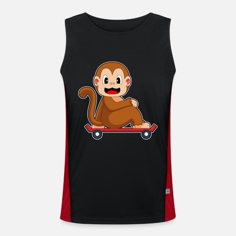 Monkey Skater Skateboard - Men's Functional Contrast Tank Top  - black/red
