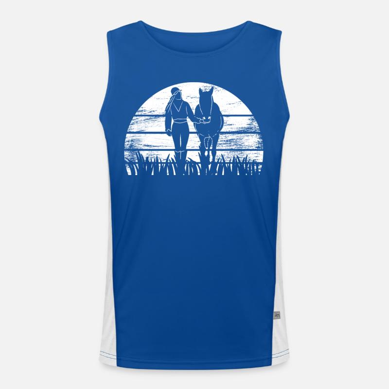 Pferd Mädchen Funktionelles Kontrast-Tank Top für Männer 