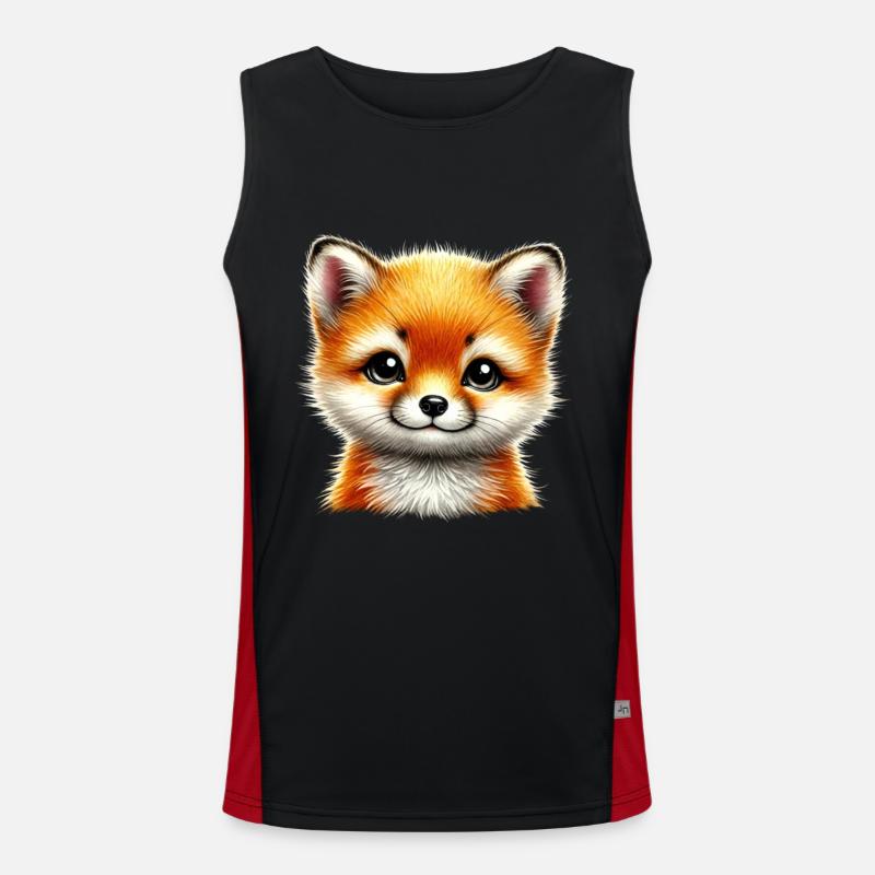 Fox Cute Fox Cub Design - Men's Functional Contrast Tank Top  - black/red